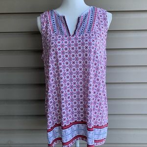 •Lila Rose• Sleeveless Embroidered Top - Size Large